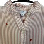 Time & Tru Embroidered Heard Red & White Stripped Button Down Sleeveless Top 100% Viscose Photo 2