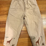Vintage Zoo Themed Giraffe Monkey Tan Capri Pant Women's Size M 100% Cotton Size M Photo 0
