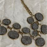 Apt. 9  Gold Tone Statement Necklace Two Rows of Druzy Shimmering Disc Photo 12