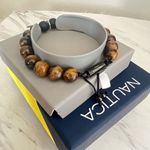 Nautica Tiger Eye Beaded Feather Charm Bracelet, Uni Sex, Brown/Black, NWT Photo 6