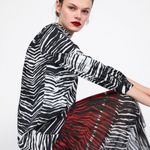 ZARA  ANIMAL ZEBRA PRINT FLOATY CONTRAST DRESS BLACK/WHITE/RED SIZE XS NEW Photo 4