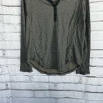 Akemi + Kin  Black Metallic Stripe V-Neck Long Sleeve Top Women’s Large Lurex Photo 3