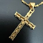 Vintage 24KGL Gold Layered Twisted Chain Rhinestone Cross Pendant Necklace 4g. Photo 10