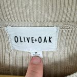 Olive & Oak Tan Rayon Ribbed Knit Long Sleeve Light Above Knee Sweater Dress M Photo 4