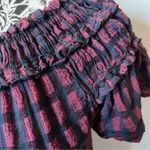Ulla Johnson  Plaid Printed Fringes Shirt Top Size 0 Purple Blue Photo 5