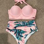 SheIn  2-piece Pink Tropical High Waisted Push-Up Bikini Photo 0