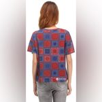 ZARA  Graphic Print Bandana Paisley T-Shirt Blue/Red Size S NEW Photo 2