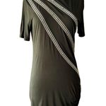 Roberto Cavalli  Dress Jersey Chain Embellished Ruched Short Sleeve Green 44 EUC Photo 5