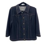 Zenergy by Chico's Denim Minimalist Jacket Womens XL Dark Blue Stretch Snap Photo 1