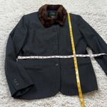 Ralph Lauren Lauren  Vintage Wool Faux Fur Collar Blazer Jacket Gray Brown 12 Photo 3