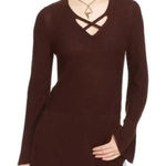 Free People tunic criss cross red burgundy sweater XS Photo 0