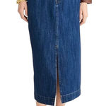 J.Crew  Denim Midi Skirt Front Slit Dark Wash Size 25 Style BY456 Photo 0
