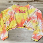 A.Lab Tie Dye Plant Cropped Long Sleeve Tee Shirt Women’s Small Yellow Photo 0