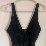 Black One Piece Swimsuit V Neck Tummy Control Ruched Size Small NWOT Photo 2