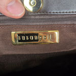 Y2K Susan Gail Tan Woven Straw Tote Shoulder Bag Brown Trim Boho Chic Purse Photo 6