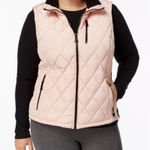 Calvin Klein Women's Diamond Quilted Puffer Vest Ribbed Side High Collar Size M Photo 0