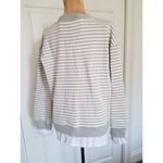 Cali Be Women's Layered Oversized Sweatshirt in Light Grey Stripe Size S Photo 2