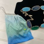 Kendra Scott Rare Drea Necklace Gold Chain Turquoise Blue & Green Stone Agate Photo 3