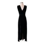 Alice + Olivia Simmons Velvet Black Wrap Dress Silk Maxi Gown Cocktail V-Neck 0 Photo 12