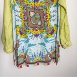 John Mark Tunic Dress Small Linen Blend Long Roll Tab Sleeve Graphic Back Photo 5