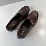 Clarks Brown Leather Slip On Heeled Loafers Comfort Dress Shoes Women's 9.5M Photo 4