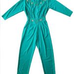 Rio Inc Vintage 80s Green Embellished Rhinestone Beaded Western Glam Jumpsuit Size M Photo 0