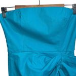 Amanda Uprichard Mohan Strapless Faux Leather Dress Marina Blue Photo 3