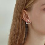 Pearl Earrings, Pearl Ear Jacket, Dangle Pearl Earrings Gold Photo 5