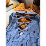 Women's Unbranded Blue Denim and Red Floral Embroidered Mini Dress Photo 4