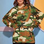 SheIn NEW! Sz L Awesome Camo Print Hoodie Knit Top Photo 1