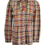 Pilcro  Size XS  Top Blouse Plaid Long Sleeve Front Knot Cotton Photo 0