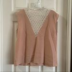 Maison Jules Peach/Cream Lace Accent Blouse Medium Photo 7