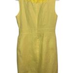 Taylor Dress Womens Size 6 Yellow Linen Ruffled Sheath Sleeveless Party Feminine Photo 3