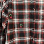 Basic Editions Holiday Women’s Plaid Button Up Shirt Embroidered Wreaths XL Red Photo 2