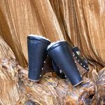 UGG  Lourdes Strappy Black Studded Leather Open Toe Wooden Platform Wedge 39 8 Photo 3