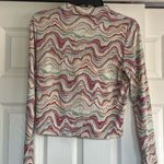 💝JUST POLLY psychedelic marble button ribbed long sleeve shirt💝 Size L Photo 2
