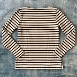 J.Crew  Cream Dark Blue Stripe Boat Neck Long Sleeve Tee XS Photo 1