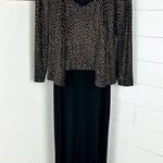 Alex Evenings 2 Piece Maxi Dress and Jacket Size 4P Black Gold Formal Glitter Photo 0