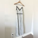Japna  Maxi Dress with Embroidery Detail in Gray and White Stripe Size L Photo 1