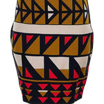 Rachel Roy XL Knit Mini‎ Skirt Geometric Pattern Beige Black Red Casual Tan Size 1X Photo 0