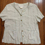 Jones Wear  Sport Vintage Green Plaid Button Down Top Photo 0