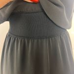 Theory Black Midi Ribbed Waistline Silk Dress Photo 7