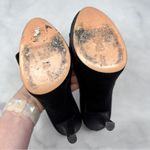 Casadei  Silk Satin Knot Bow Chunky Platform Stiletto Pumps High Heels Black 6 Photo 9