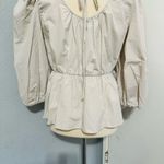 ZARA Beige Round Neck Below-The-Elbow Balloon Sleeves OpenBack Self Tie Top Sz L Photo 12