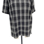 Proenza Schouler  Black Plaid Short Sleeve Structured Top Size‎ US 6 Photo 2