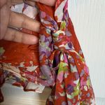 Downeast  V-Neck Sheer Floral Orange Blouse Size XL EUC #2240 Photo 3