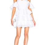 Caroline Constas Irene Ruffle Tiered Off Shoulder White Eyelet Mini Dress Size 4 Photo 2