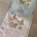 Q Point Jeans Flare Butterflies Tie Dye Size 10 Yellow Pink Blue Photo 2