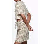 ZARA Tweed Plaid Cutout Dress w/ Ball Knot Buttons V-Neckline Photo 2
