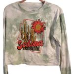 Retro look Sedona crop top shirt long sleeve arizona Large womens cactus sun Photo 0